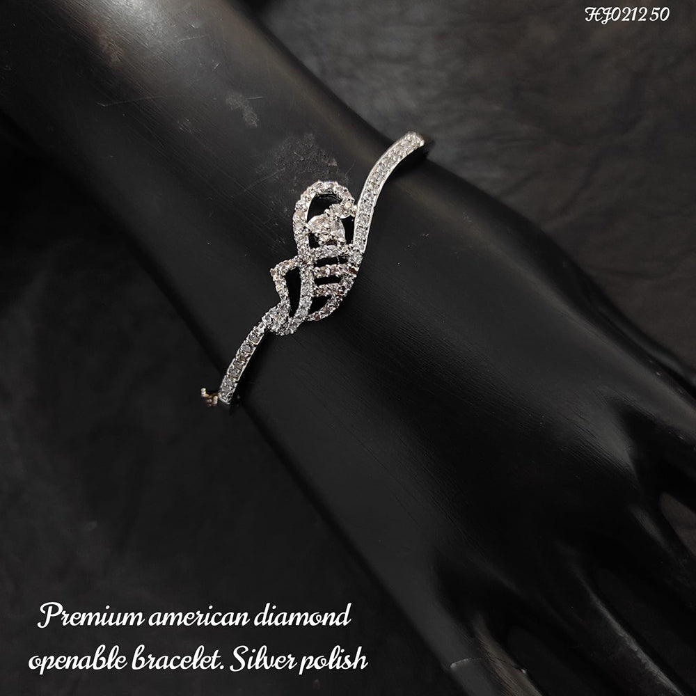 Heera Jewellers Silver Plated AD Stone Openable Bracelet