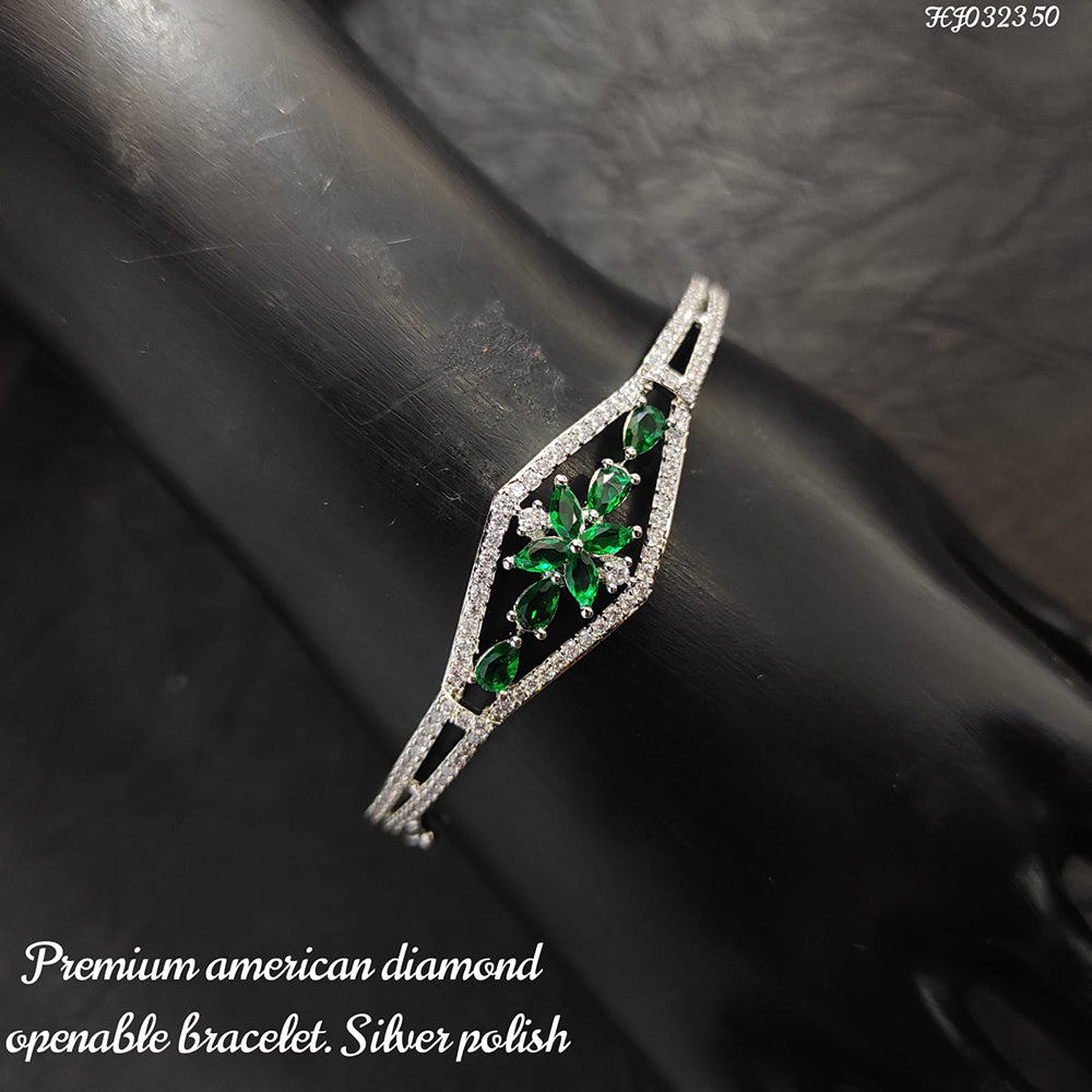 Heera Jewellers Silver Plated AD Stone Openable Bracelet