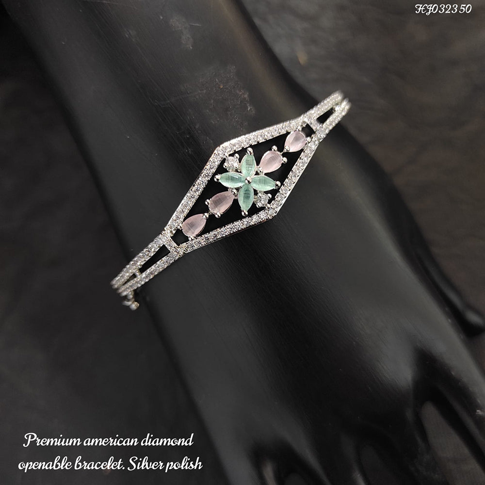 Heera Jewellers Silver Plated AD Stone Openable Bracelet