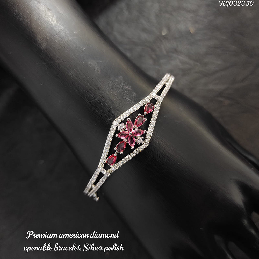 Heera Jewellers Silver Plated AD Stone Openable Bracelet