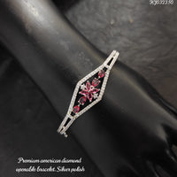 Heera Jewellers Silver Plated AD Stone Openable Bracelet