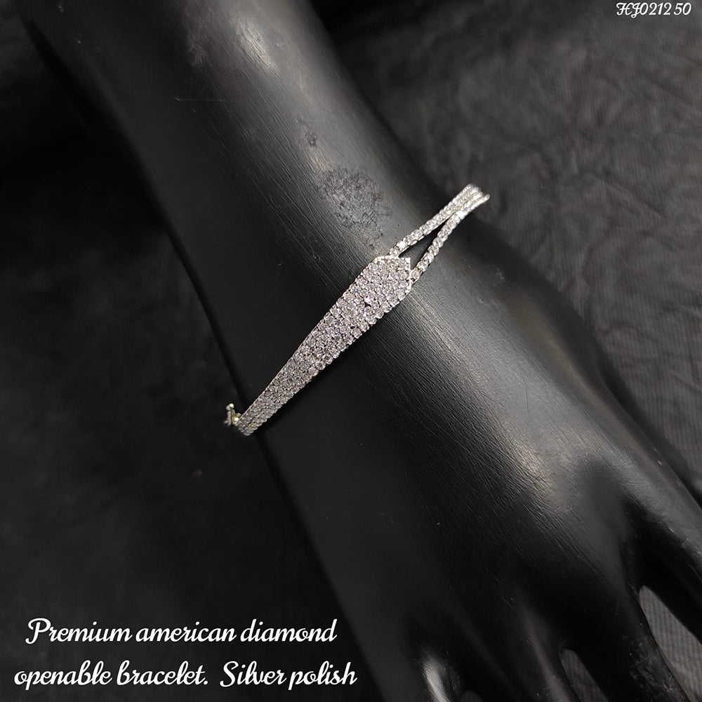 Heera Jewellers Silver Plated AD Stone Openable Bracelet