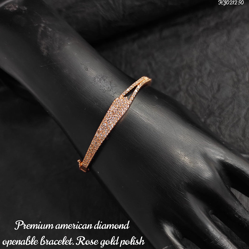 Heera Jewellers Rose Gold Plated AD Stone Openable Bracelet