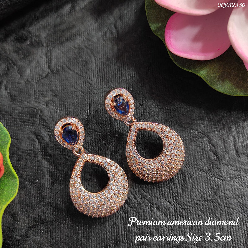 Heera Jewellers Rose Gold Plated AD Stone Dangler Earrings