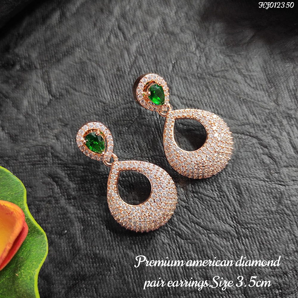 Heera Jewellers Rose Gold Plated AD Stone Dangler Earrings