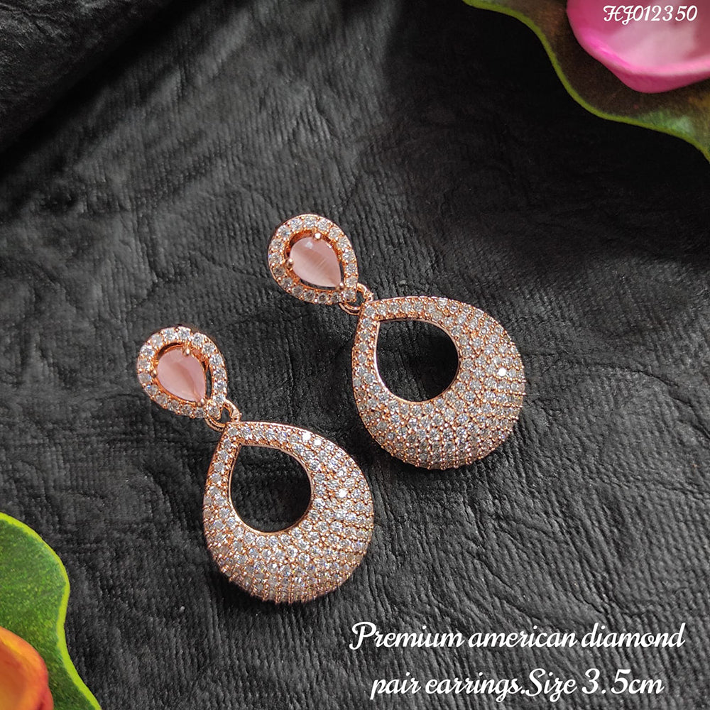 Heera Jewellers Rose Gold Plated AD Stone Dangler Earrings