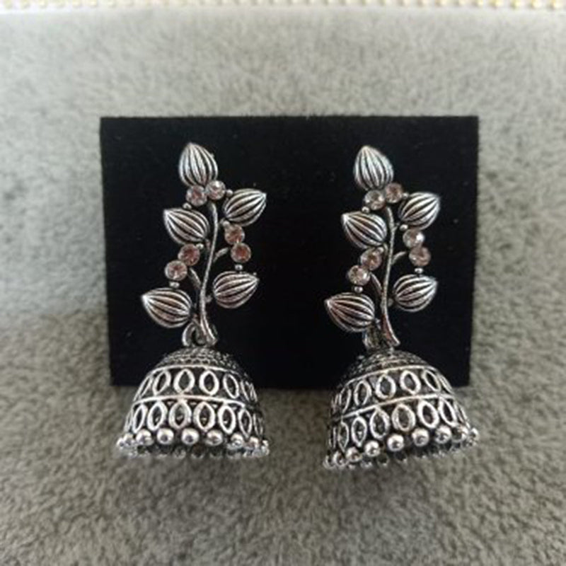 Tahura Oxidised Plated Jhumki Earrings