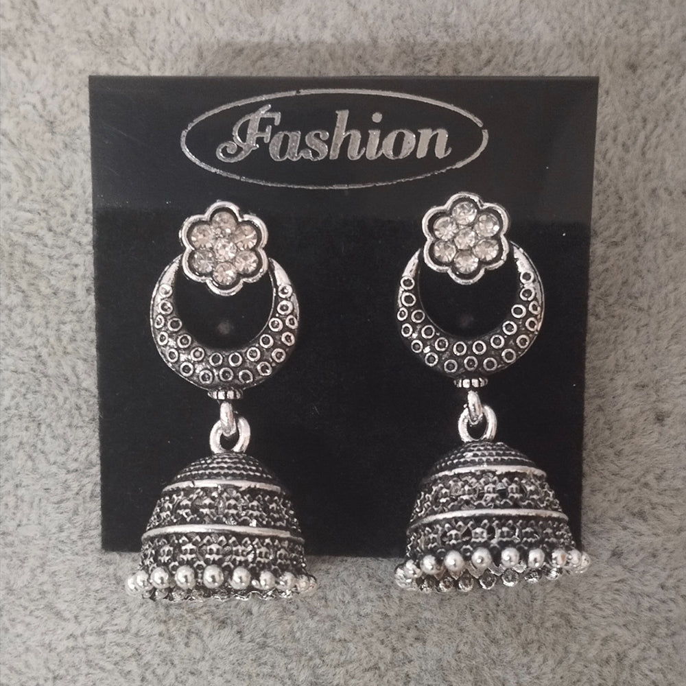 Tahura Oxidised Plated Jhumki Earrings