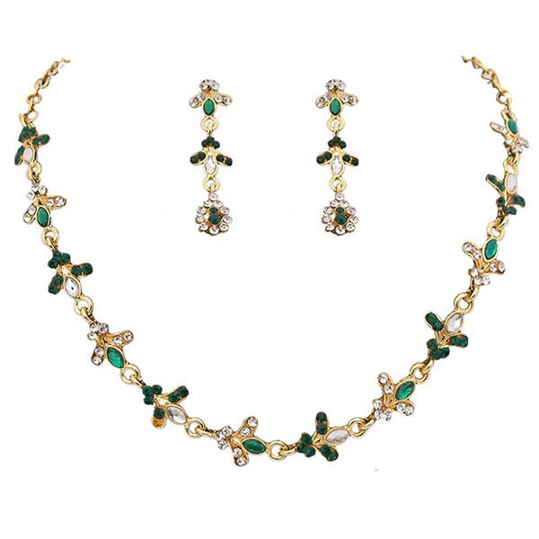 14Fashions Green Austrian Stone Gold Plated Necklace Set - 1100221