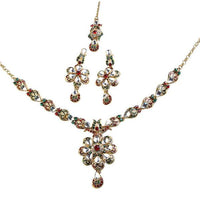 Soha Fashion Red Meenakari Austrian Stone Necklace Set - 1100609