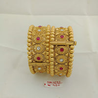 Jai Mata Di Pota Stone Gold Plated Bangles Set - 110091013PK