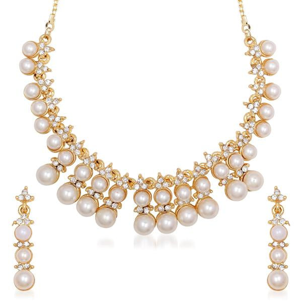 Soha Fashion Austrian Stone Gold Plated Necklace Set - 1101117