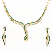 Kriaa Gold Plated Austrian Stone Necklace Set - 1101301