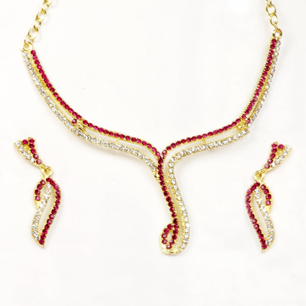Kriaa Austrian Stone Gold Plated Necklace Set - 1101302
