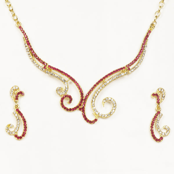 Kriaa Gold Plated Austrian Stone Necklace Set - 1101310