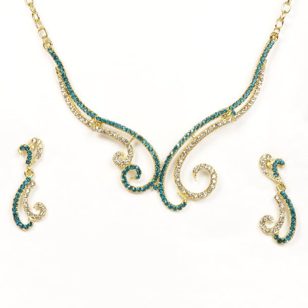 Kriaa Gold Plated Austrian Stone Necklace Set - 1101313