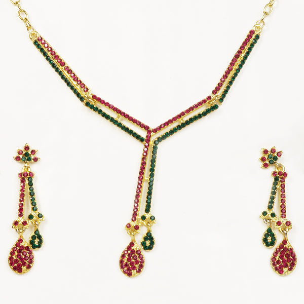 Kriaa Gold Plated Austrian Stone Necklace Set - 1101316