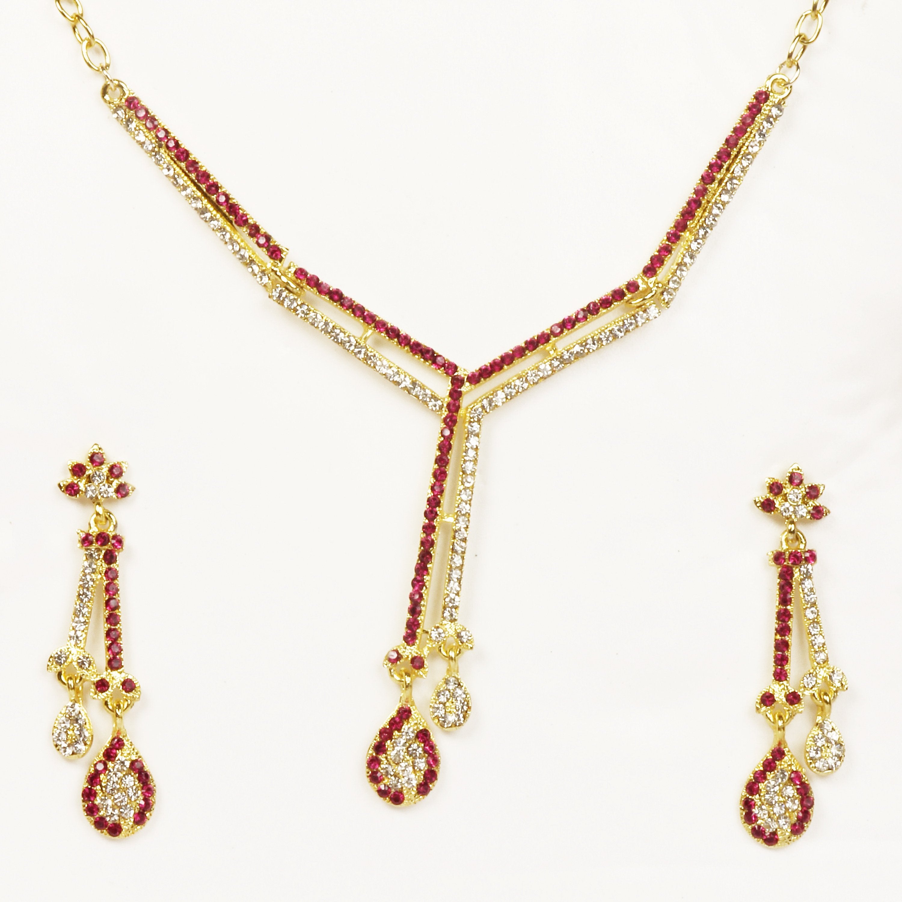 Kriaa Austrian Stone Gold Plated Necklace Set - 1101320