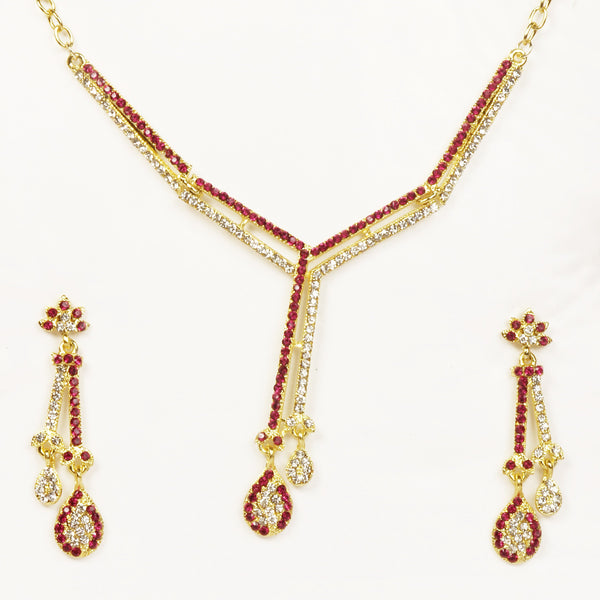Kriaa Austrian Stone Gold Plated Necklace Set - 1101320