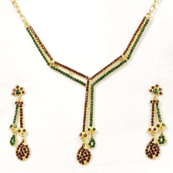 Kriaa Austrian Stone Gold Plated Necklace Set - 1101323