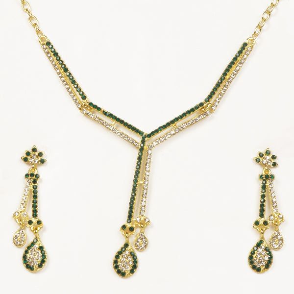 Kriaa Austrian Stone Gold Plated Necklace Set - 1101324