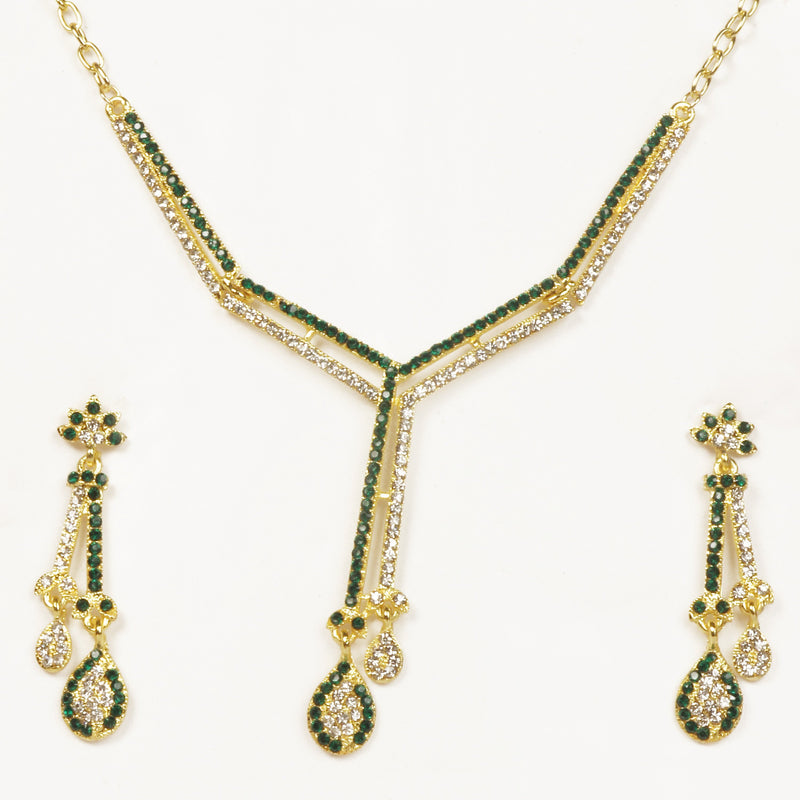 Kriaa Austrian Stone Gold Plated Necklace Set - 1101324