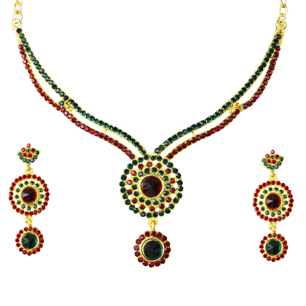 Tip Top Fashions Austrian Stone Gold Plated Necklace Set - 1101337