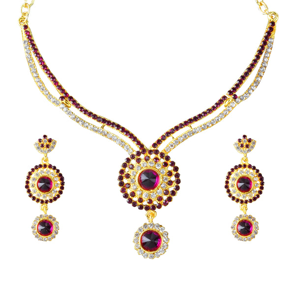 Kriaa Gold Plated Austrian Stone Necklace Set - 1101340