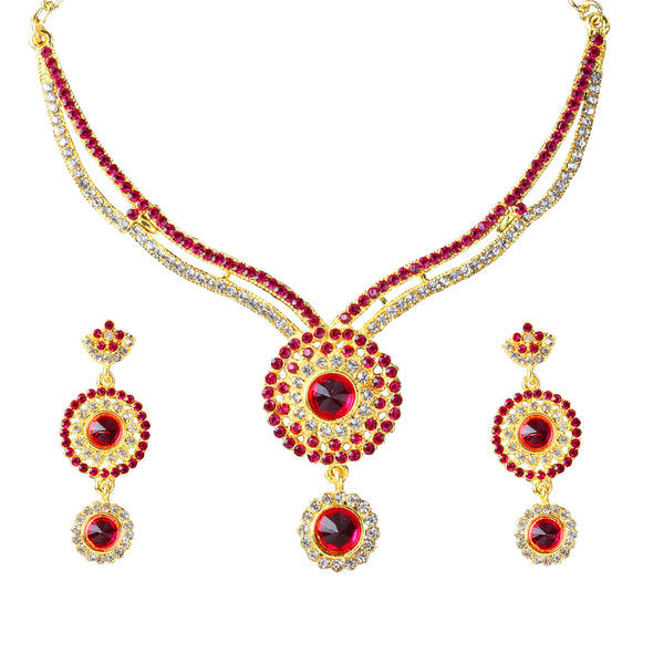 Kriaa Gold Plated Austrian Stone Necklace Set - 1101343