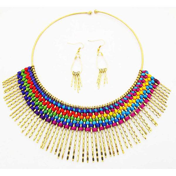 Beadside Multicolor Gold Plated  Fusion Necklace Set - 1101402