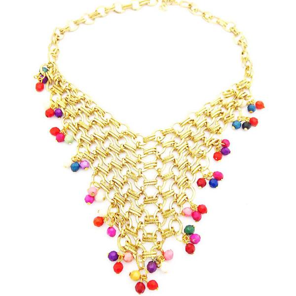 Tip Top Fashions Multicolor Statement Gold Plated Necklace - 1101406