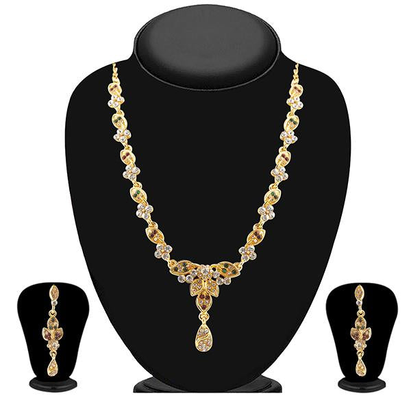 Tip Top Fashions Green Austrian Stone Gold Plated Necklace Set - 1102029