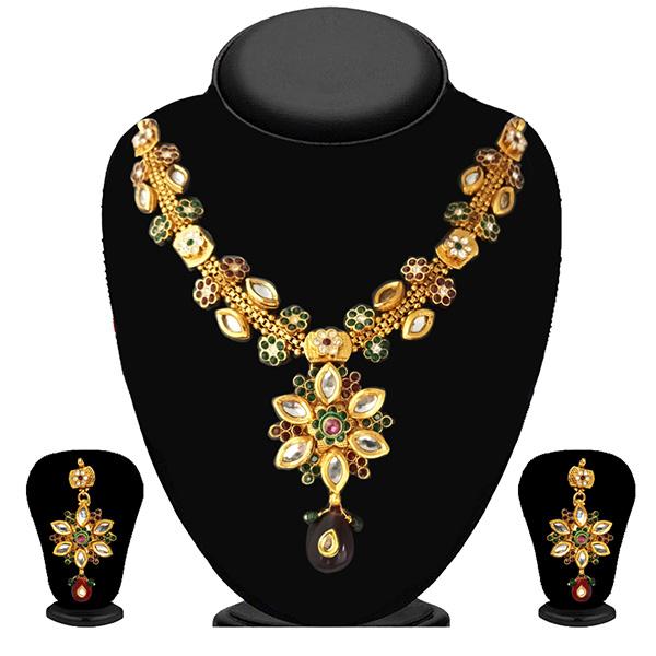 Soha Fashion Maroon And Green Austrian Stone Necklace Set - 1102102