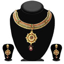 Soha Fashion Maroon And Green Austrian Stone Necklace Set - 1102104