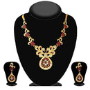 Kriaa Gold Plated Maroon Austrian Stone Necklace Set - 1102112