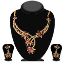 Kriaa Maroon Austrian Stone Gold Plated Necklace Set - 1102114