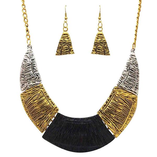 Soha Fashion Anitque Gold Plated Necklace Set - 1102219