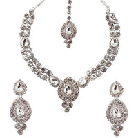 Kriaa White Austrian Stone Gold Plated Necklace Set - 1102318