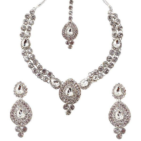 Kriaa White Austrian Stone Gold Plated Necklace Set - 1102318