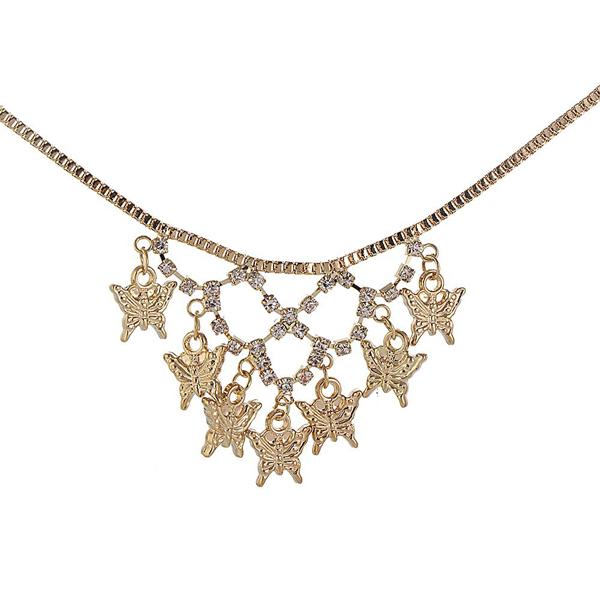 Urthn Gold Plated Austrian Stone Butterfly Shaped Necklaces - 1102430