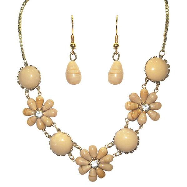 Kriaa Peach Austrian Stone Floral Design Necklace Set