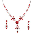 Urthn Red Austrian Stone Silver Plated Necklace Set - 1102826