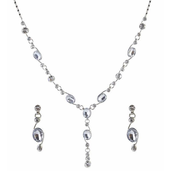 Urthn Austrian Stone Rhodium Plated Necklace Set - 1102830