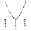 Urthn Pink Austrian Stone Rhodium Plated Necklace Set - 1102846