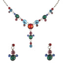 Urthn Multicolor Austrian Stone Rhodium Plated Necklace Set - 1102848