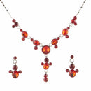 Urthn Orange Austrian Stone Rhodium Plated Necklace Set - 1102849