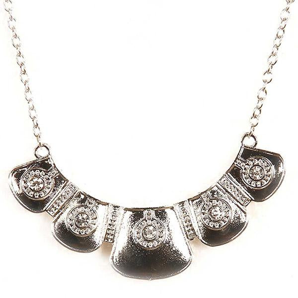 Jeweljunk Austrian Stone Silver Plated  Statement Necklace - 1103017