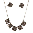 Tip Top Fashions Austrian Stone Black Oxidised Statement Necklace Set - 1103050