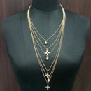 Tip Top Fashions Austrian Stone Gold Plated Multi Chain Statement Necklace - 1103059