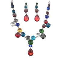 Kriaa Multicolor Crystal Stone Necklace Set - 1103061